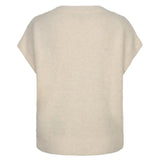 Red Button women's cream sleeveless fuzzy knit V-neck cardigan