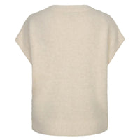 Red Button women's cream sleeveless fuzzy knit V-neck cardigan
