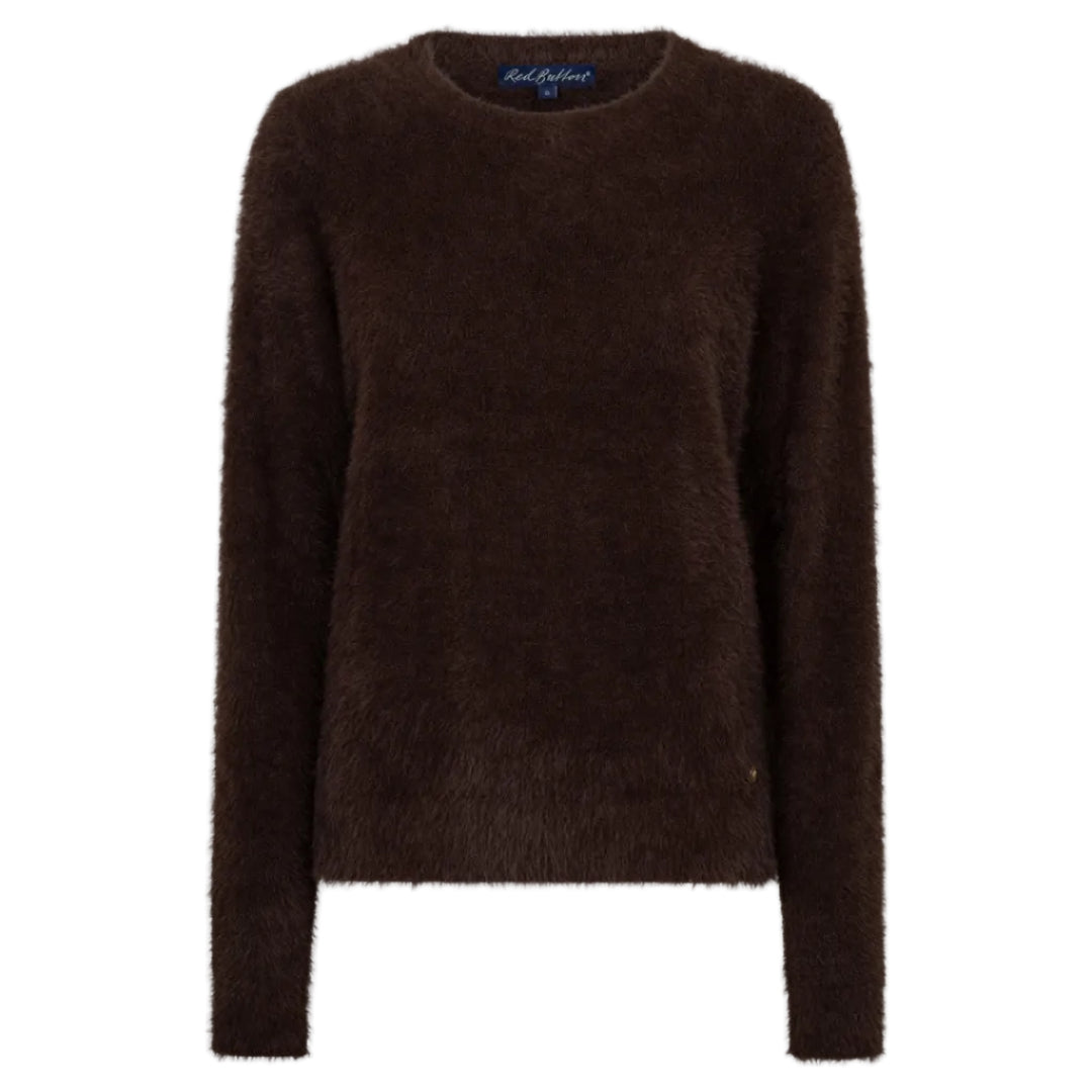 Red Button women's espresso brown fuzzy knit jumper with round neck