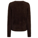 Red Button women's espresso brown fuzzy knit jumper with round neck