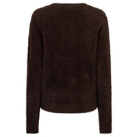 Red Button women's espresso brown fuzzy knit jumper with round neck