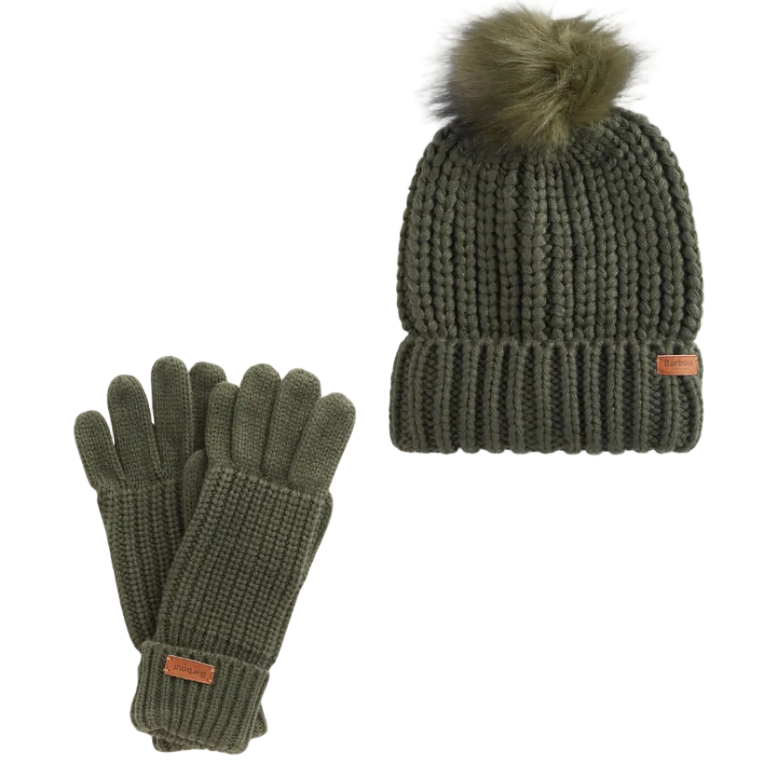Barbour Womens Gloves Saltburn Knitted Olive