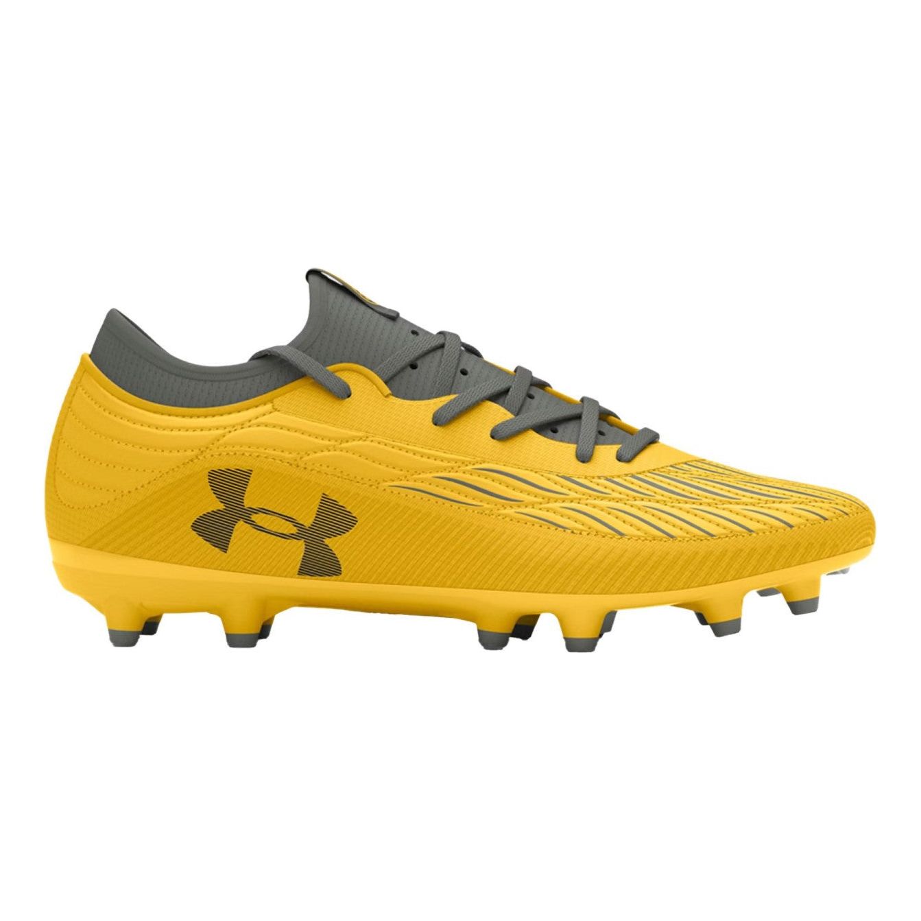 Under Armour kids' grey and yellow synthetic leather boot