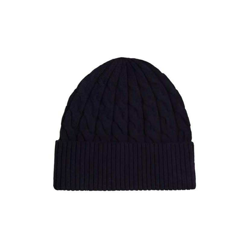 Tommy Hilfiger Womens Monogram Cable Knit Beanie Space Blue