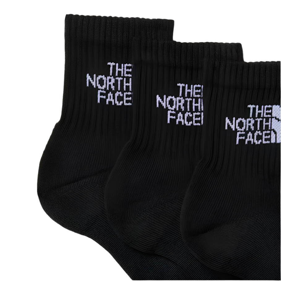 The North Face Unisex Socks 3 Pack Sport Cush Quarter TNF Black