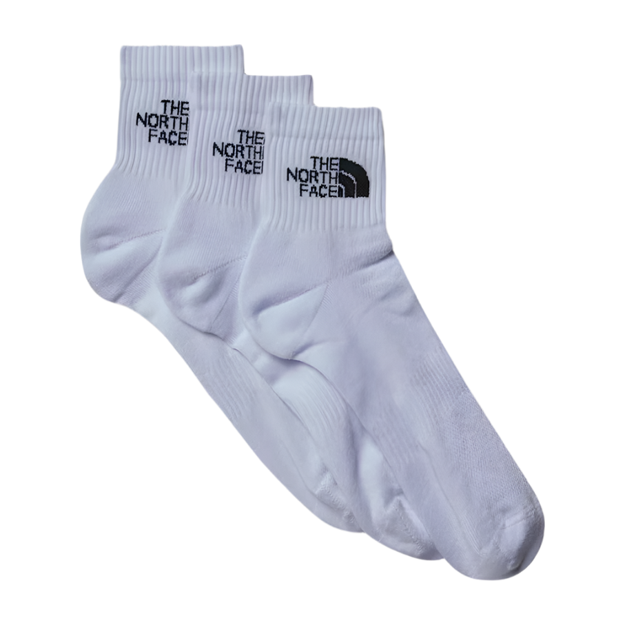 The North Face Unisex Socks 3 Pack Sport Cush Quarter TNF White