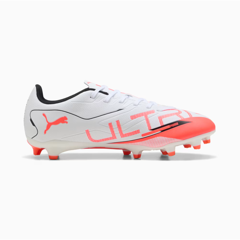 Puma Adults Football Boots Ultra 5 Play FG/AG White/Black/Glowing Red