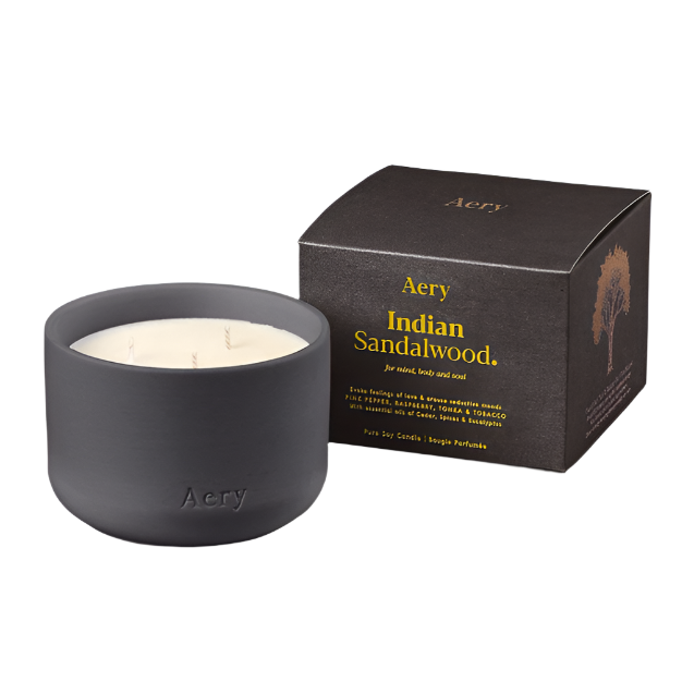 Aery Living Indian Sandalwood Triple Wick Candle Pink Pepper/Raspberry/Tonka & Tobacco