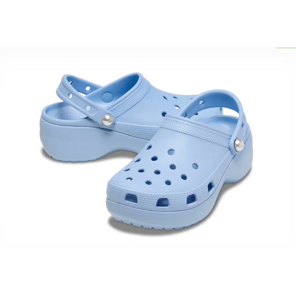 Crocs Womens Sandal Classic Platform Pearl Clog Blue Calcite