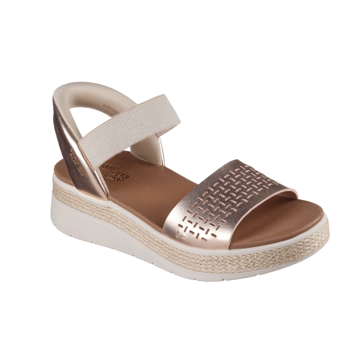 Skechers women's gold synthetic leather slip-on sandal