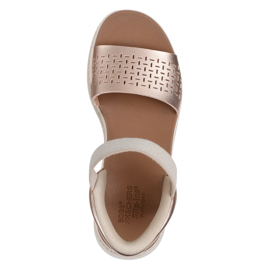 Skechers women's gold synthetic leather slip-on sandal