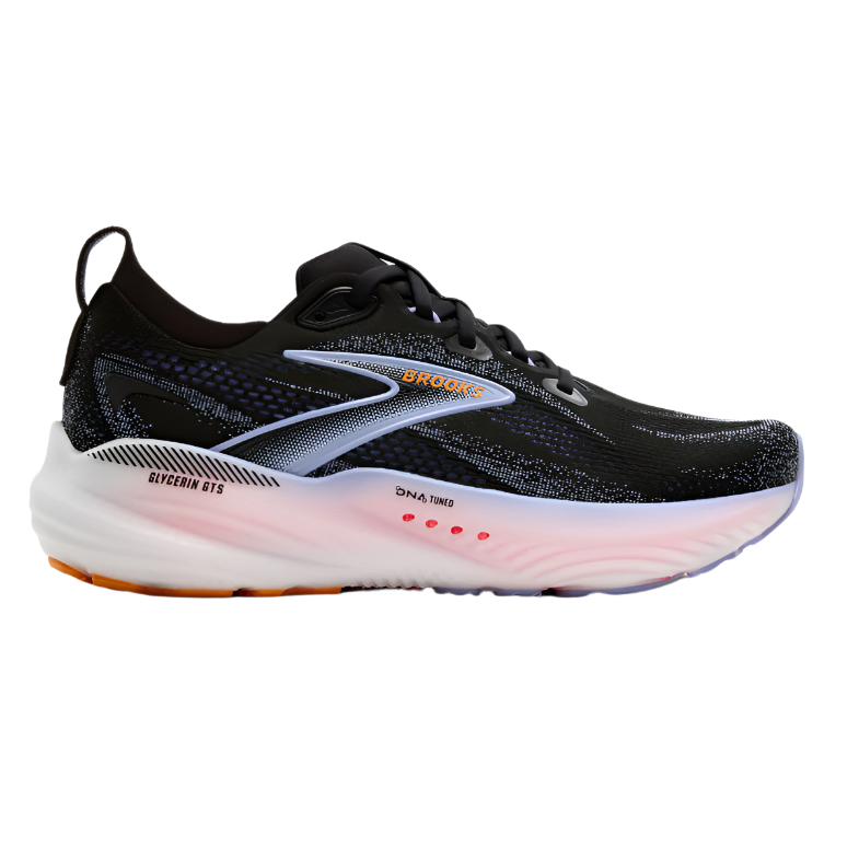 Brooks Womens Trainer Glycerin GTS 22 Black/Blue Heron/Orange
