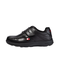 Kickers boys' black leather shoe with touch-fastening strap