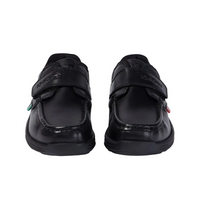 Kickers boys' black leather shoe with touch-fastening strap
