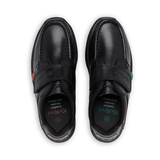 Kickers boys' black leather shoe with touch-fastening strap