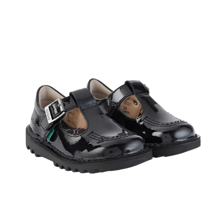 Kickers Infant Girls Shoe Kick T-Bar Patent Leather Black