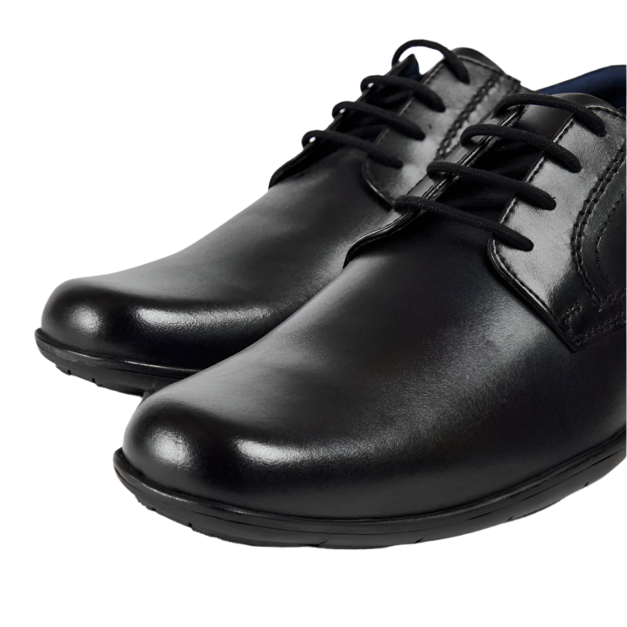 Pod boys' black leather lace-up shoe