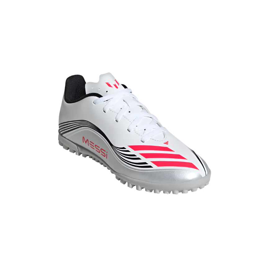 Adidas Junior Football Boot F50 Messi Club J Cloud White/Lucid Red/Silver Metallic