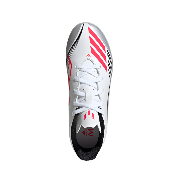 Adidas Junior Football Boot F50 Messi Club J Cloud White/Lucid Red/Silver Metallic