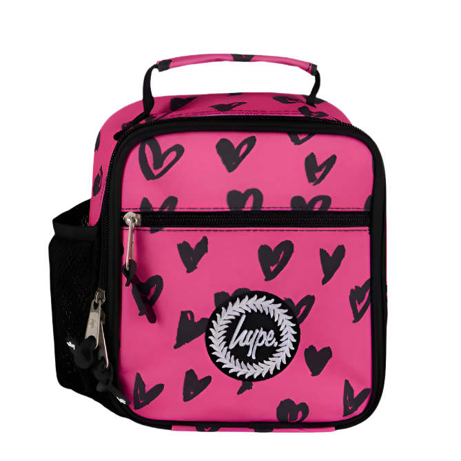 Hype Kids Lunch Bag ZSLR 333  Scribble Hearts Pink/Black