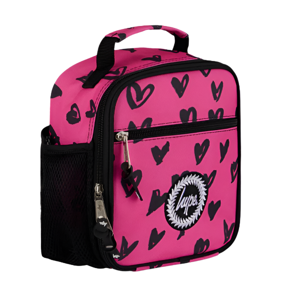 Hype Kids Lunch Bag ZSLR 333  Scribble Hearts Pink/Black
