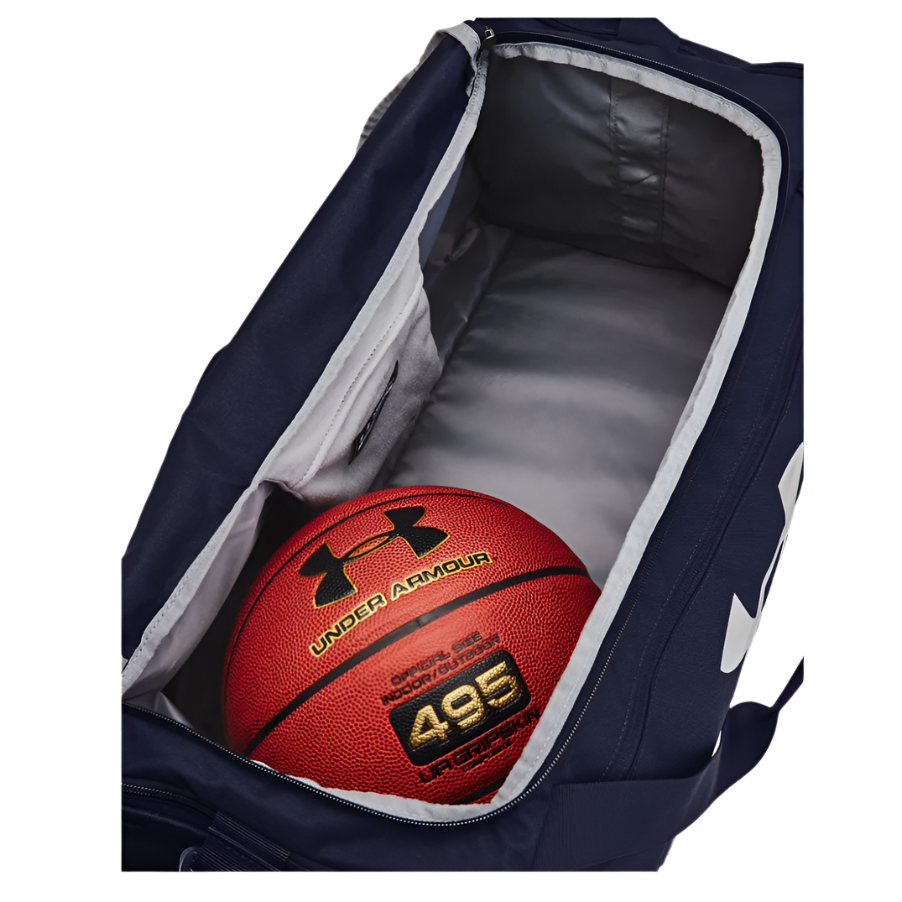 Under Armour Undeniable 5.0 medium navy and silver duffle bag, water-repellent