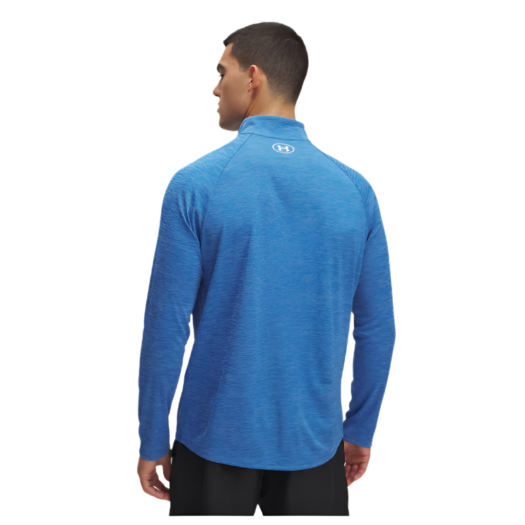 Under Armour Mens Top Tech Textured ½ Zip Blue Atlantis/White