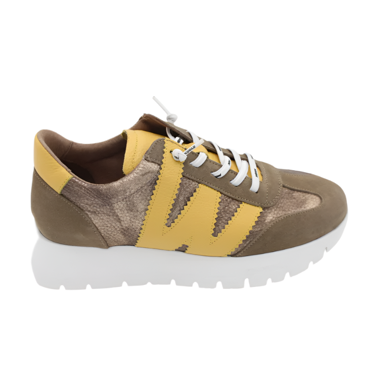 Wonders Womens Trainer A-2476 Taupe/Yellow