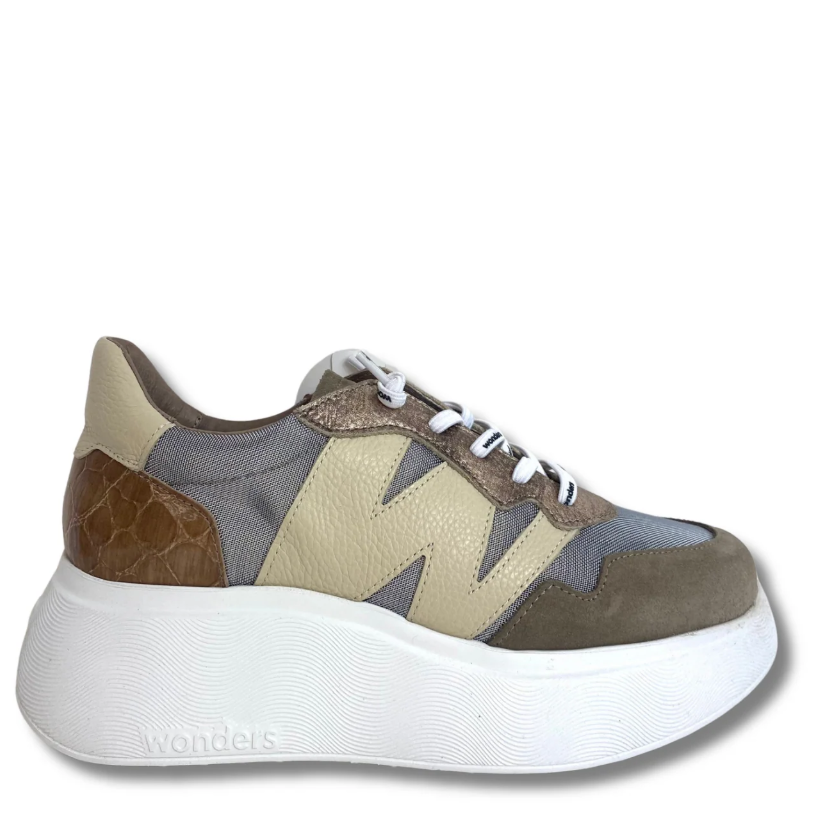 Wonders Womens Trainer A-3631 Taupe/Cream