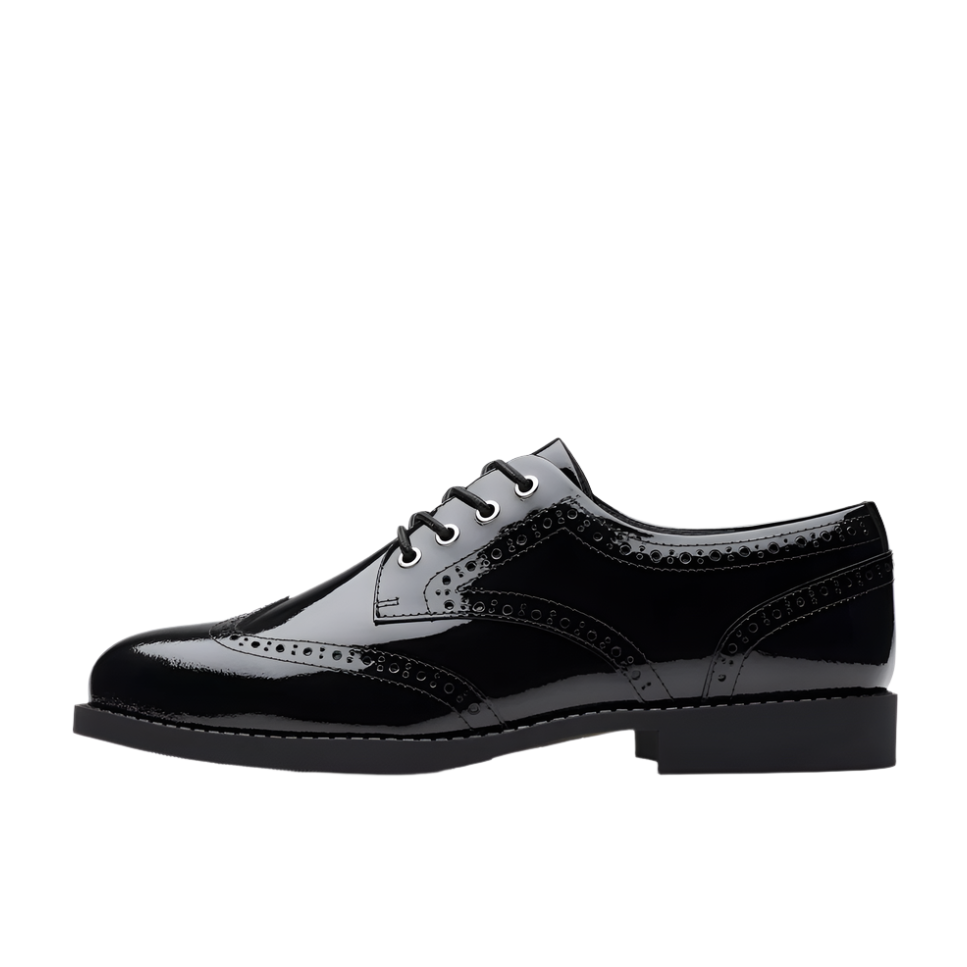 Clarks Girls School Shoe Tapa Pure Y Black Patent