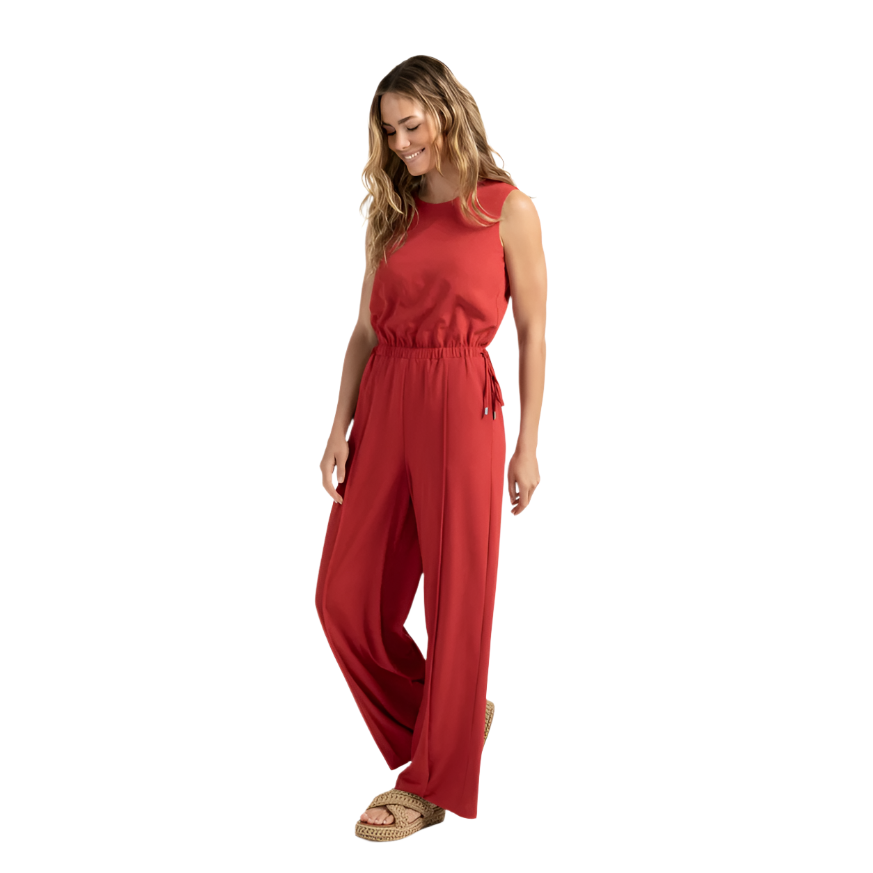 YAYA Womens Jumpsuit 01-341019-507 Scarlet Sage Red