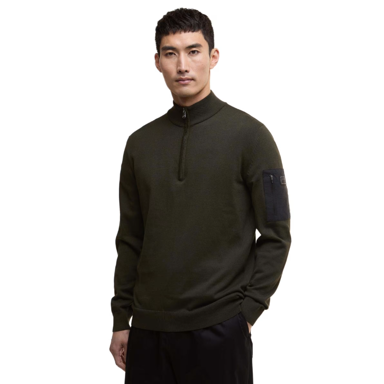 Barbour International Mens Jumper Blades Cotton Half Zip Blades Sage