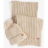 Barbour Saltburn Beanie & Scarf Gift Set Pearl