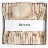 Barbour Saltburn Beanie & Scarf Gift Set Pearl
