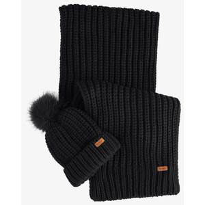 Barbour Saltburn Beanie & Scarf Gift Set Black