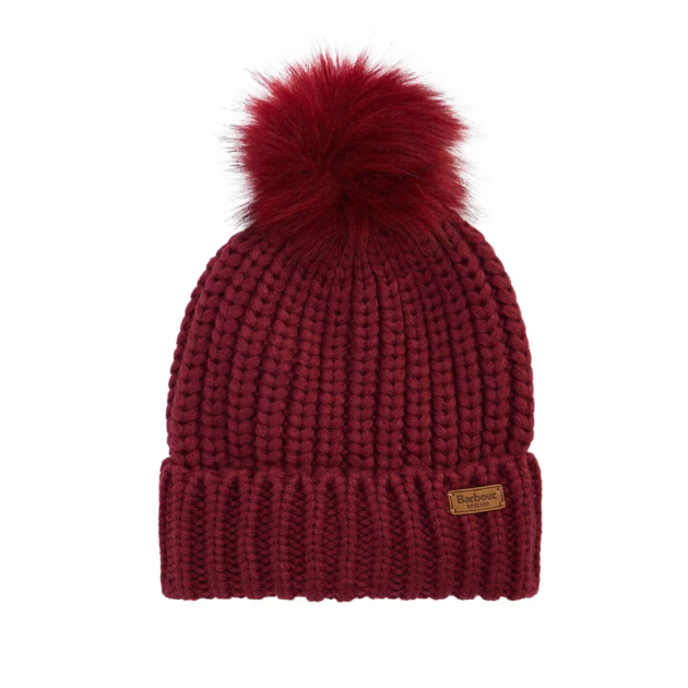 Barbour Womens Saltburn Beanie Hat Biking Red