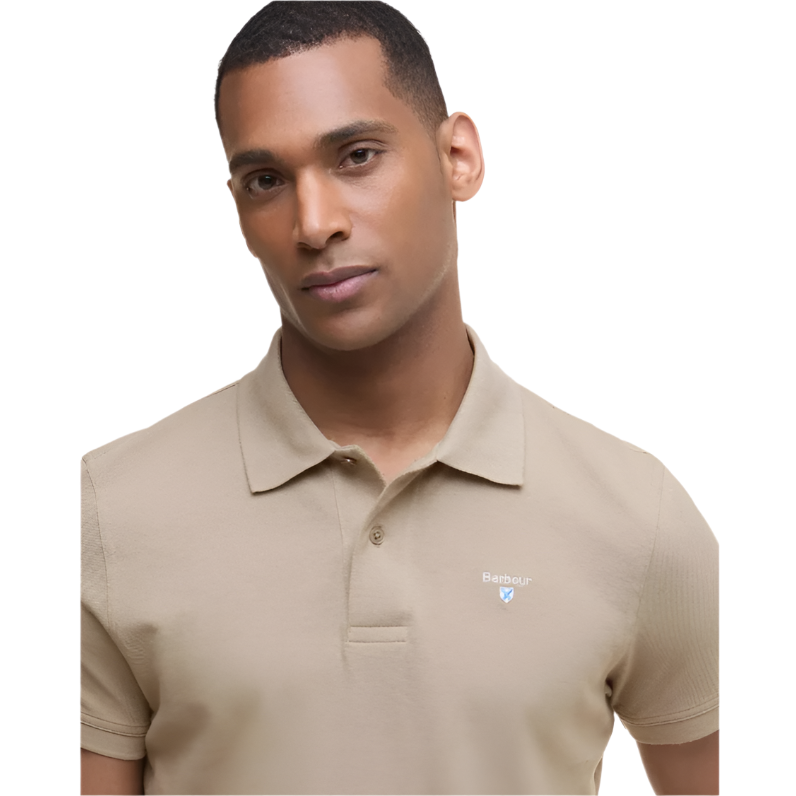 Barbour Mens Polo Shirt Original Sports Tailored Washed Stone