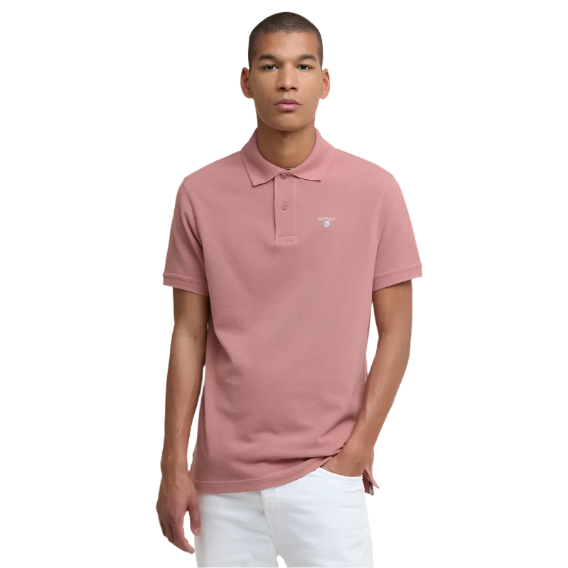 Barbour Mens Polo Shirt Tartan Pique Earth Pink