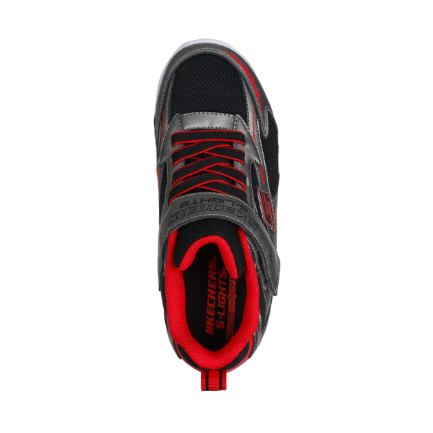 Skechers Boys Trainer S Lights Meteor Lights-Glow Strider Gun/Red