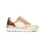 Pikolinos women's cream leather lace-up trainer