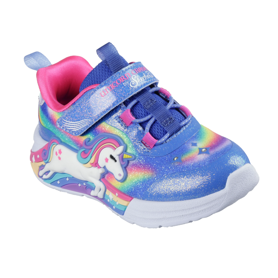 Skechers Girls Trainer S Lights Unicorn Chaser Blue Multi