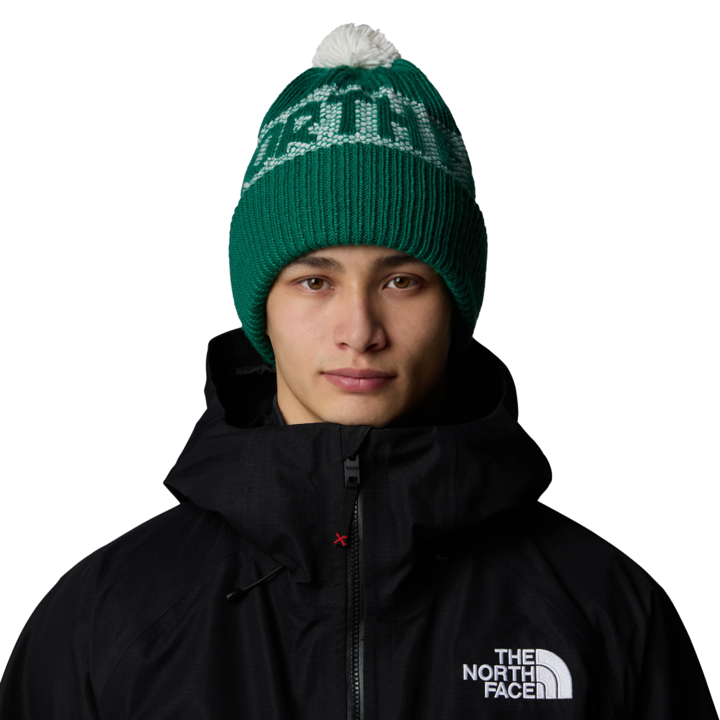 The North Face Unisex Beanie Retro Cabin Evergreen/White