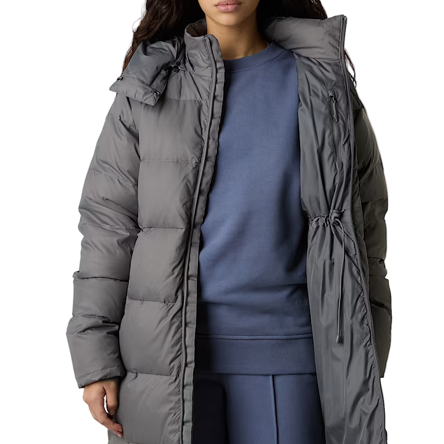 The North Face Womens Coat Hydrenalite City Long Down Hooded Parka Smoked Pearl