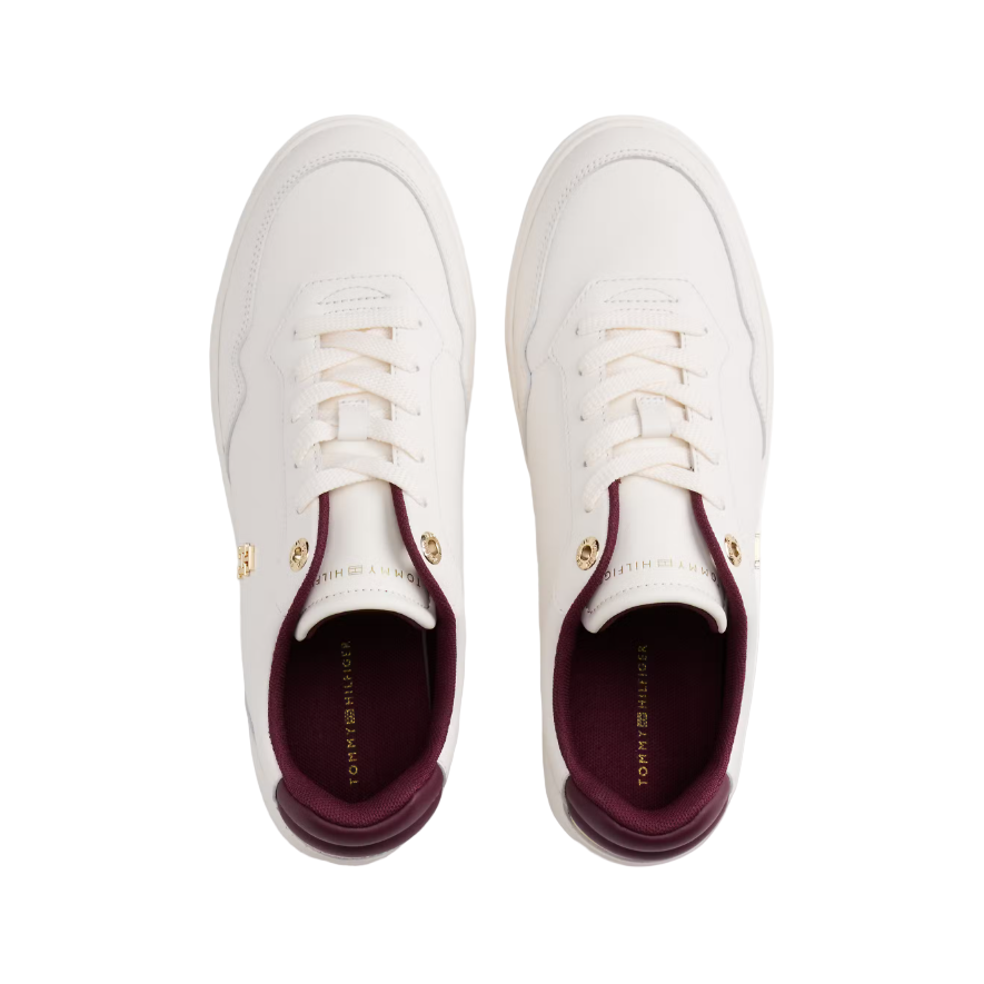 Tommy Hilfiger women's white leather lace-up trainer
