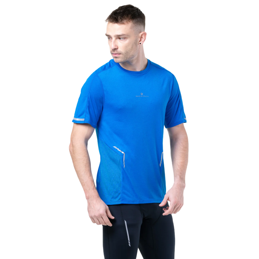 Ronhill Mens Tee Tech Reflect S/S ElecBlueMarl/reflect