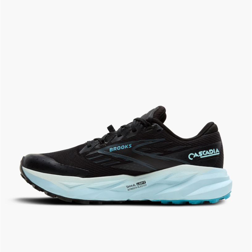 Brooks Womens Trainer Cascadia 19 GTX Black/Ebony/Blue Flower