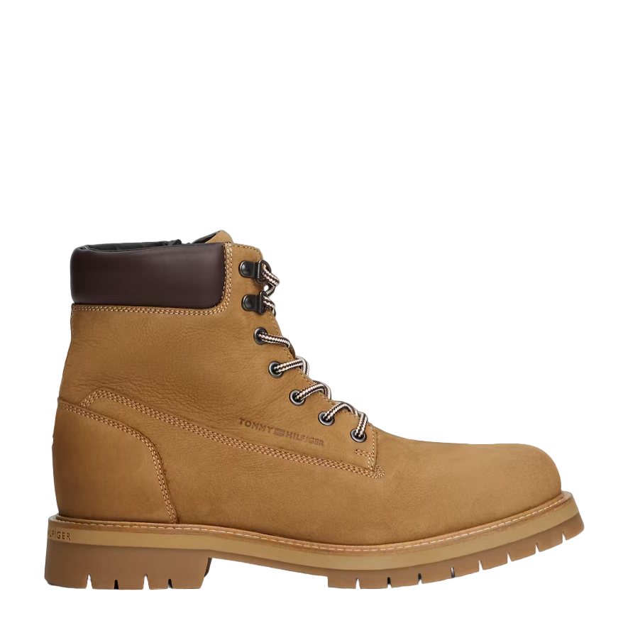 Tommy Hilfiger men's khaki leather lace-up boot