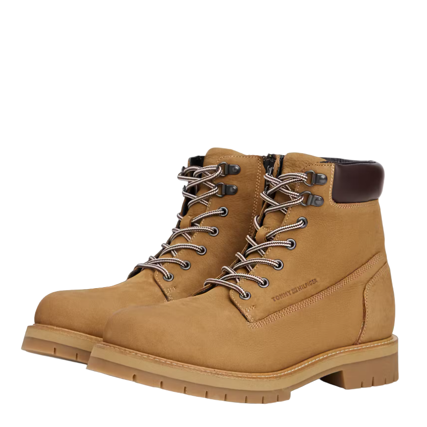 Tommy Hilfiger men's khaki leather lace-up boot