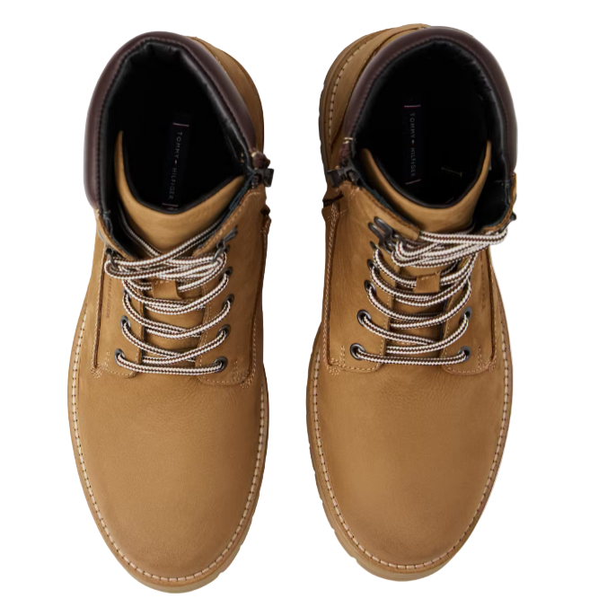 Tommy Hilfiger men's khaki leather lace-up boot