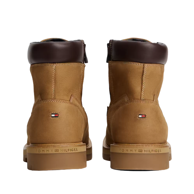 Tommy Hilfiger men's khaki leather lace-up boot